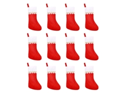 12 Meias de Natal de Feltro Meias Vermelhas e Brancas de 14 Polegadas NEVEANCE