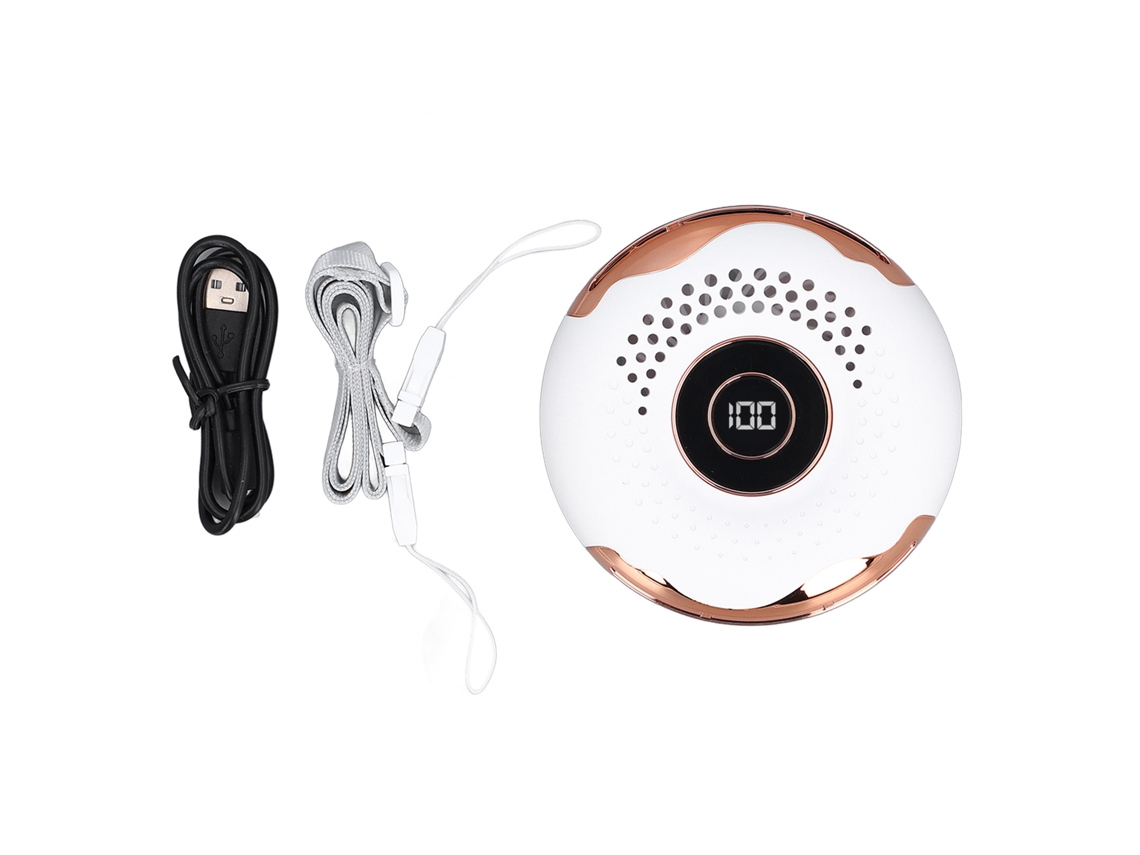 Ventilador De Pescoço Portátil Sem Lâminas Recarregável Com Tela Led Branco