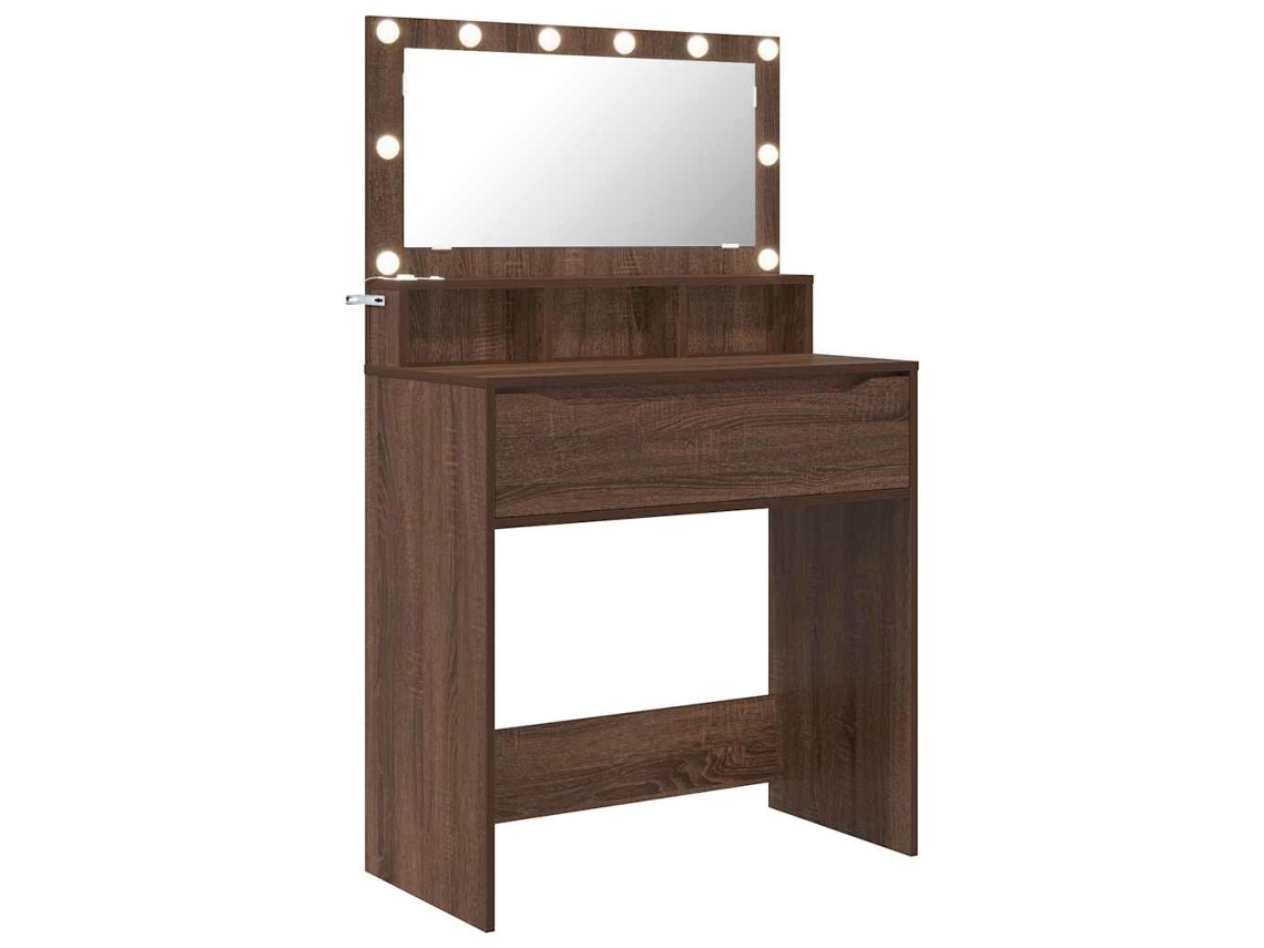 Conjunto de Mesas de Maquiagem para Quarto com Gaveta Carvalho Marrom MAISON EXCLUSIVE