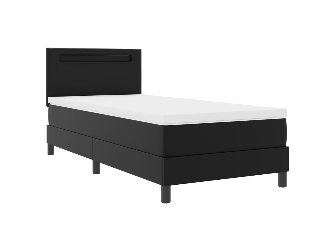 Cama Box Com Colchão - Preta, Solteiro, Couro Sintético Vidaxl Preto Couro Sintético (90x190 Cm)