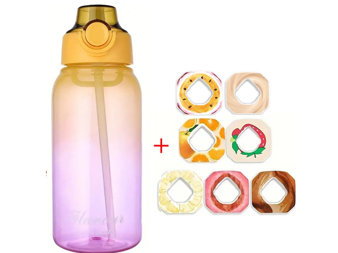 Garrafa De Água De Air 1000ml, With 7 Cápsulas De Sabor Aleatórios Sports-flavored Water Bottles (gradient Yellow)