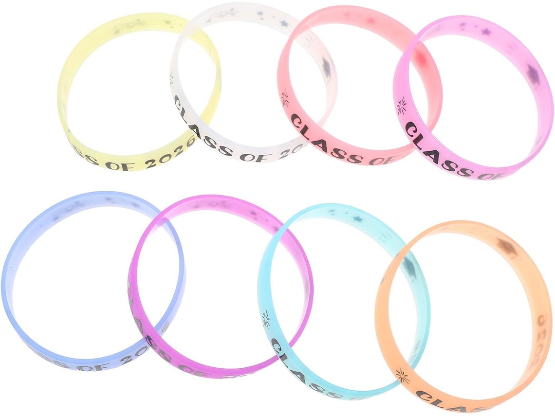Pulseiras de silicone luminosas para formatura, ideais para eventos escolares e festivais de formatura.