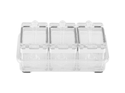 Organizador De Temperos 3 Compartimentos Acrílico Colher Cozinha