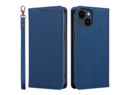 Capa De Couro Para Celular Com Estampa De Lichia E Fecho Magnético.azul Profundo - Iphone 12 Pro Max