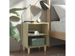Vidaxl Mesa Cabeceira Pernas Madeira Maciça 40x35x50cm Carval. Sonoma
