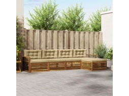Vidaxl Conjunto De Sofás Para Exterior 5 Pcs Natural E Bege