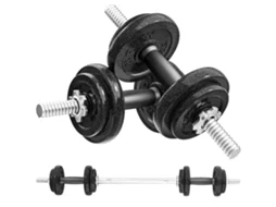 Conjunto De Haltere Aço Cor Cinza Escuro/cinza De Carvão 110x15x15 Cm Sportnow
