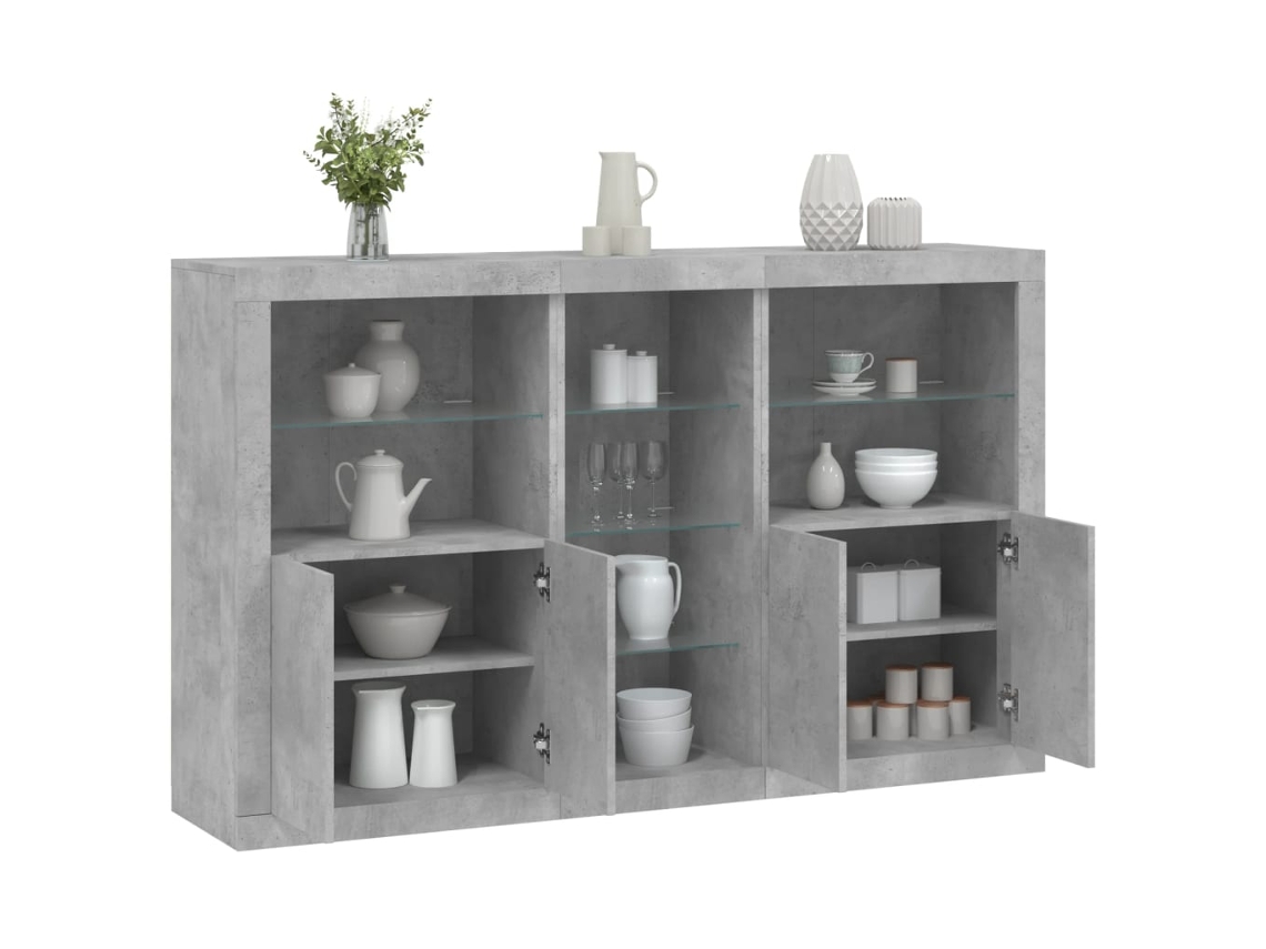 Vidaxl Aparador Com Luzes Led 162x37x100 Cm Cinzento Cimento