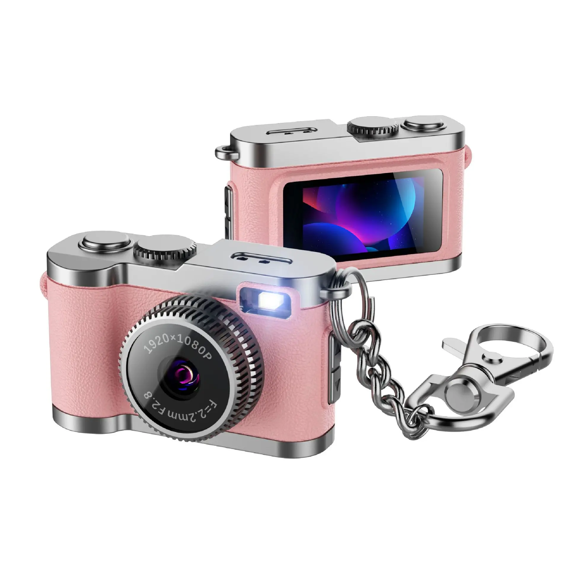 Câmera Digital 1080p Mini Câmera com Tela Portátil para Esportes Ao Ar Livre Filmadora Retrô de Polegar MDUG (rosa 16g)