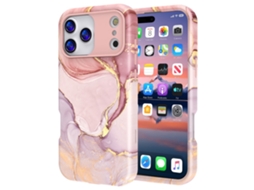 Capa Híbrida Para Iphone 17 Pro Max Com Estampa De Mármore Rosa