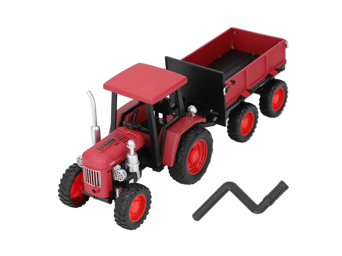 Brinquedo De Trator Vintage Para Crianças Com Reboque 4 Rodas Modelo Veículo Ornament Red