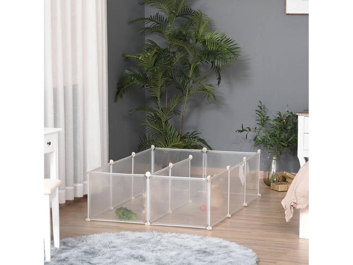 Gaiola para Coelhos PAWHUT D06-101 (Branco - 105 x 105 x 45 cm - Metal e Resina Pp)