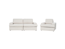 Conjunto De Sala De Estar Beliani Alla De Tela Beige 208x112x86