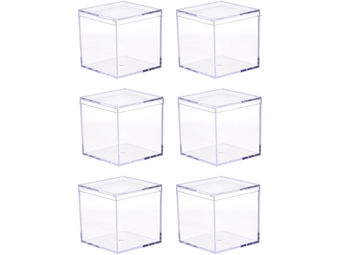 De 9 Caixas Quadradas De Acrílico, 8,5 Cm, Transparentes, Com Tampas Para Guardar Objetos.