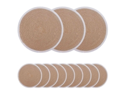 Vidaxl Sousplat De Juta 12 Unid. Natural E Branco 100% Juta Tossa