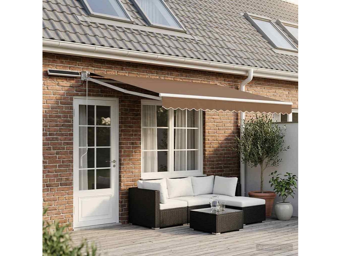 Vidaxl Toldo Retrátil Elétrico Cinzento-acastanhado 4 × 3 M