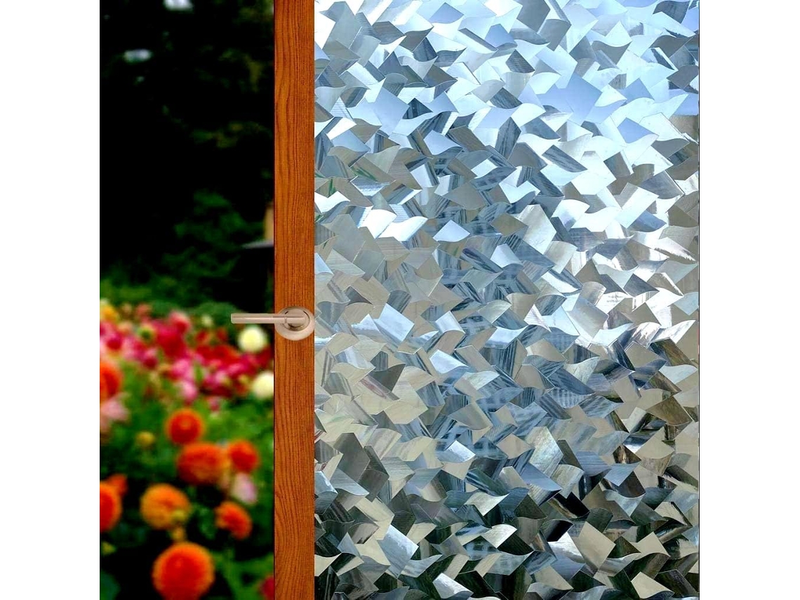 Película Decorativa 3d Para Janelas(45x200cm) Autoadesiva Opaca Sem Cola Com Glitter