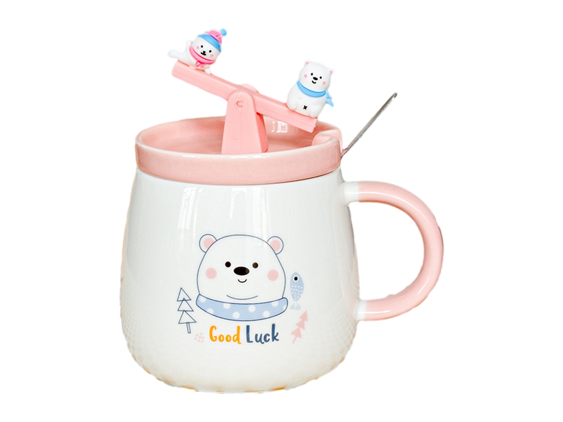 Caneca de Cerâmica de 350Ml com Tampa Caneca de Água Criativa para Escritório e Café Da Manhã NEVEANCE