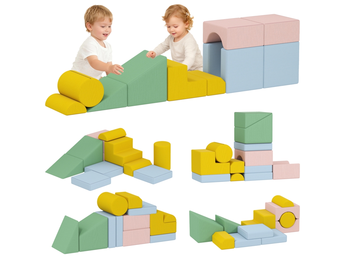 Pastel Conjunto Cotelê Blocos De Construção Macios Para Crianças Tecido 12 Peças Espuma Capa Veludo
