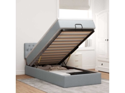 Vidaxl Cama Otomana Com Colchão 100x200 Cm Tecido Cinzento Claro