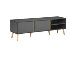 Móvel Tv Escandinavo 55'' 2 Portas 2 Prateleiras Cinza Escuro