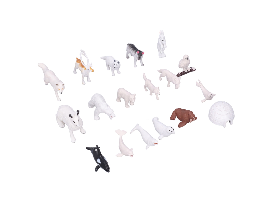 Mali conjunto 18 Peças Animais Árticos Polares Modelos de Brinquedo Plástico para Crianças 3 Anos + Bl 10002