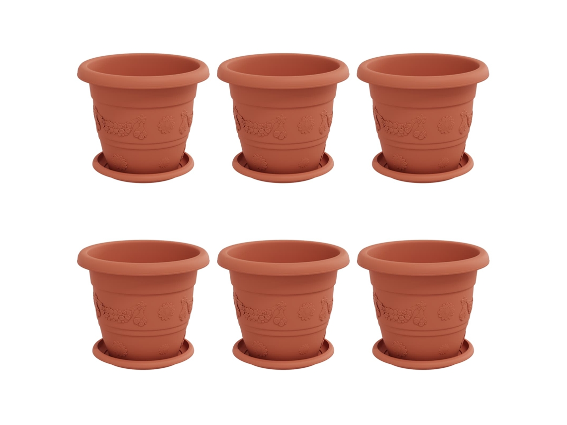 Conjunto 6 Plástico Vidaxl Vermelho Plástico (ø 22 X 18 Cm)