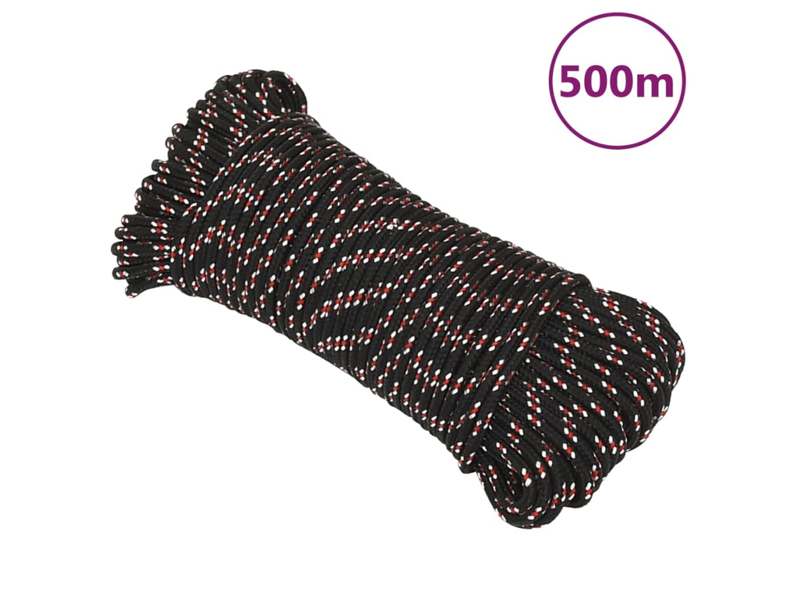 Vidaxl Corda De Barco 4 Mm 500 M Polipropileno Preto