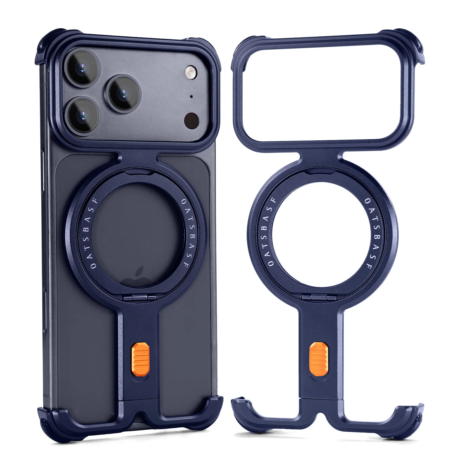 Capa Para Iphone 17 Pro Max (azul), Com Suporte Magnético Giratório De 360° E Compatível Com Magsafe.