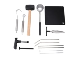 Kit de Ferramentas para Abrir Coco, Aço Inoxidável, com Martelo de Borracha e 14 Peças