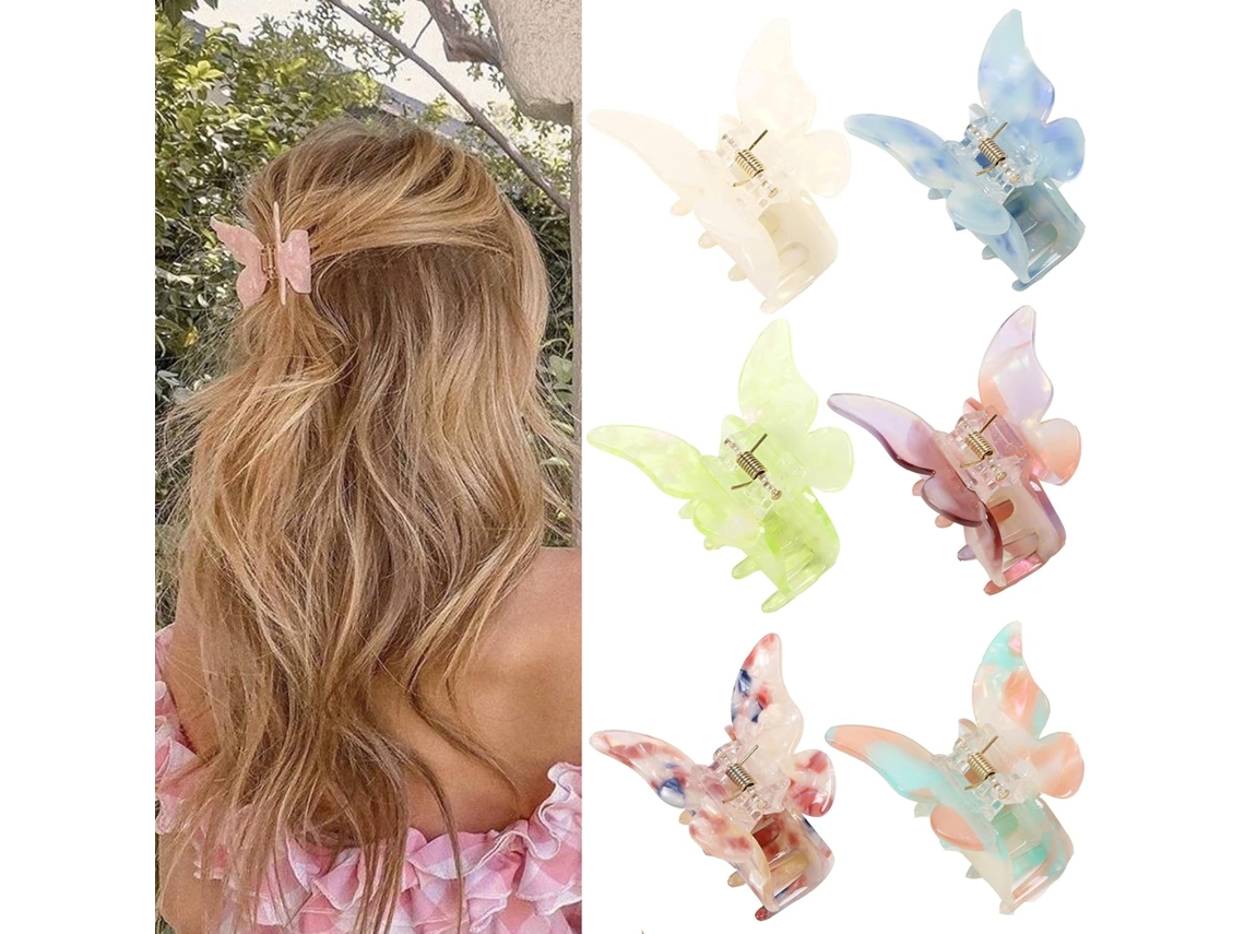 Presa De Cabelo Borboleta Tartaruga 2,3 Polegadas Para Meninas, Presa De Cabelo Borboleta Bonita Para Meninas E Senhoras, Acessórios Para Cabelo (6 Un