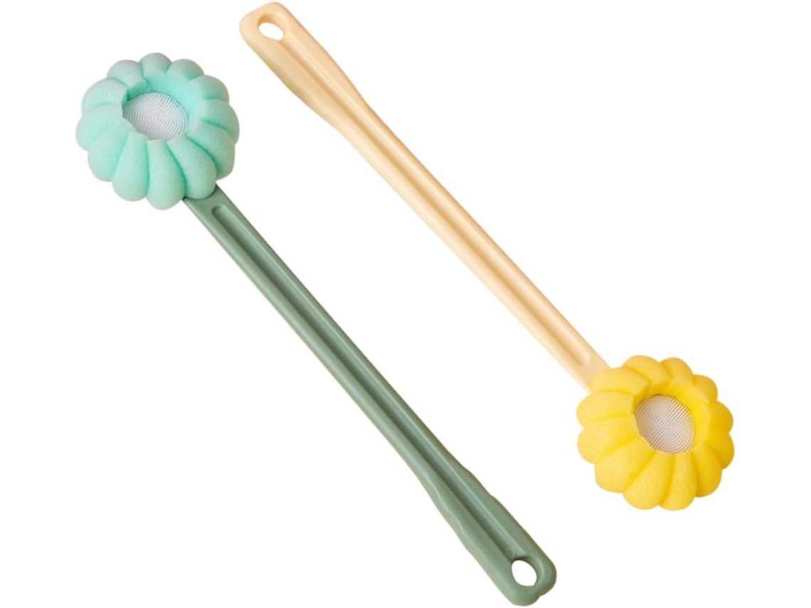 Conjunto De 2 Escovas Banho Com Cabo Longo, Escova De Esfoliação Corporal Suave Com Esponja Silicone, Escova De Massagem