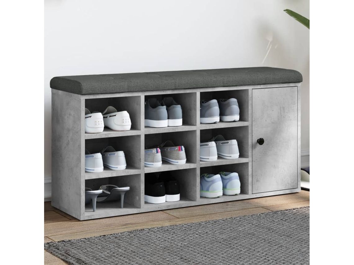Vidaxl Banco Sapateira 102x32x50 Cm Derivados Madeira Cinzento Cimento