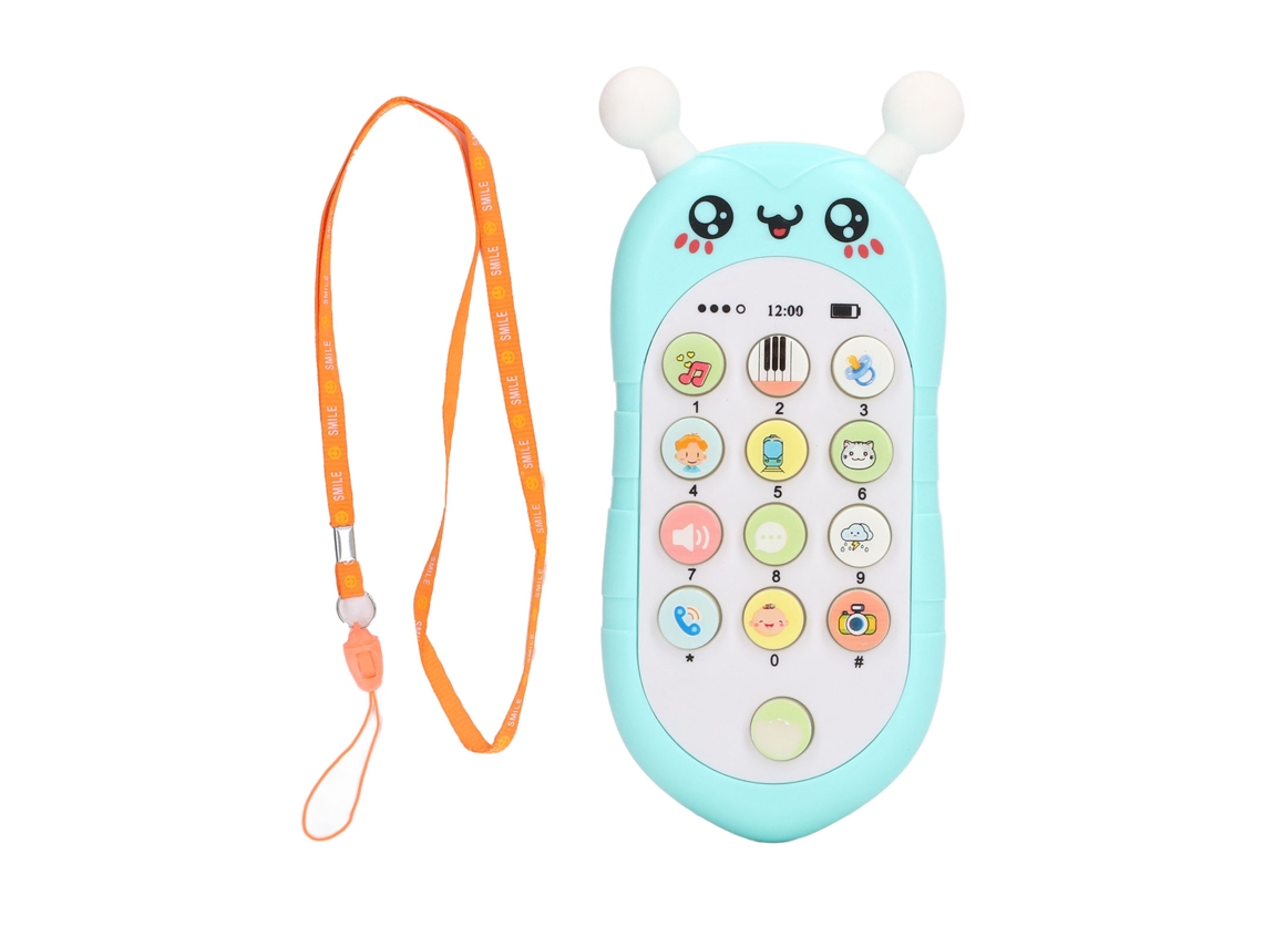 Ats brinquedo Telefone Bebê Abelha Multifuncional com Música para Dormir, Telefone Celular Infantil Educativo com Cordão, Verde, Funciona com Baterias