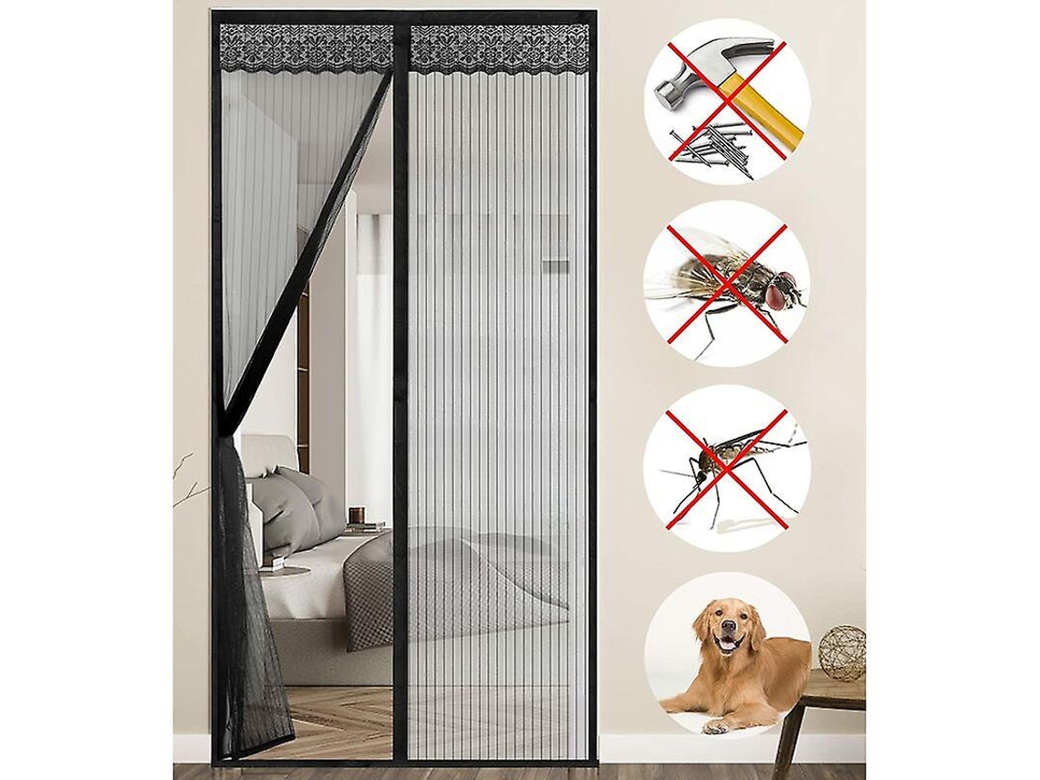 Rebe manta Mosquitera Porta Magnética 90x210cm Fechamento Automático Anti Mosquitos Cortina para Portas