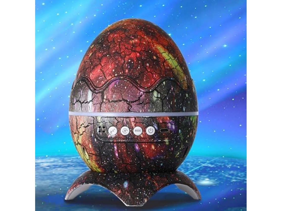 Luminária Saturn Gray Dinosaur Egg Crack Translucent Starlight Com Projeção A Laser Da Aurora Boreal E Alto Falante Bluetooth Sfushos