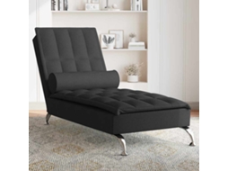 Vidaxl Chaise Lounge De Massagem Com Rolo Tecido Preto