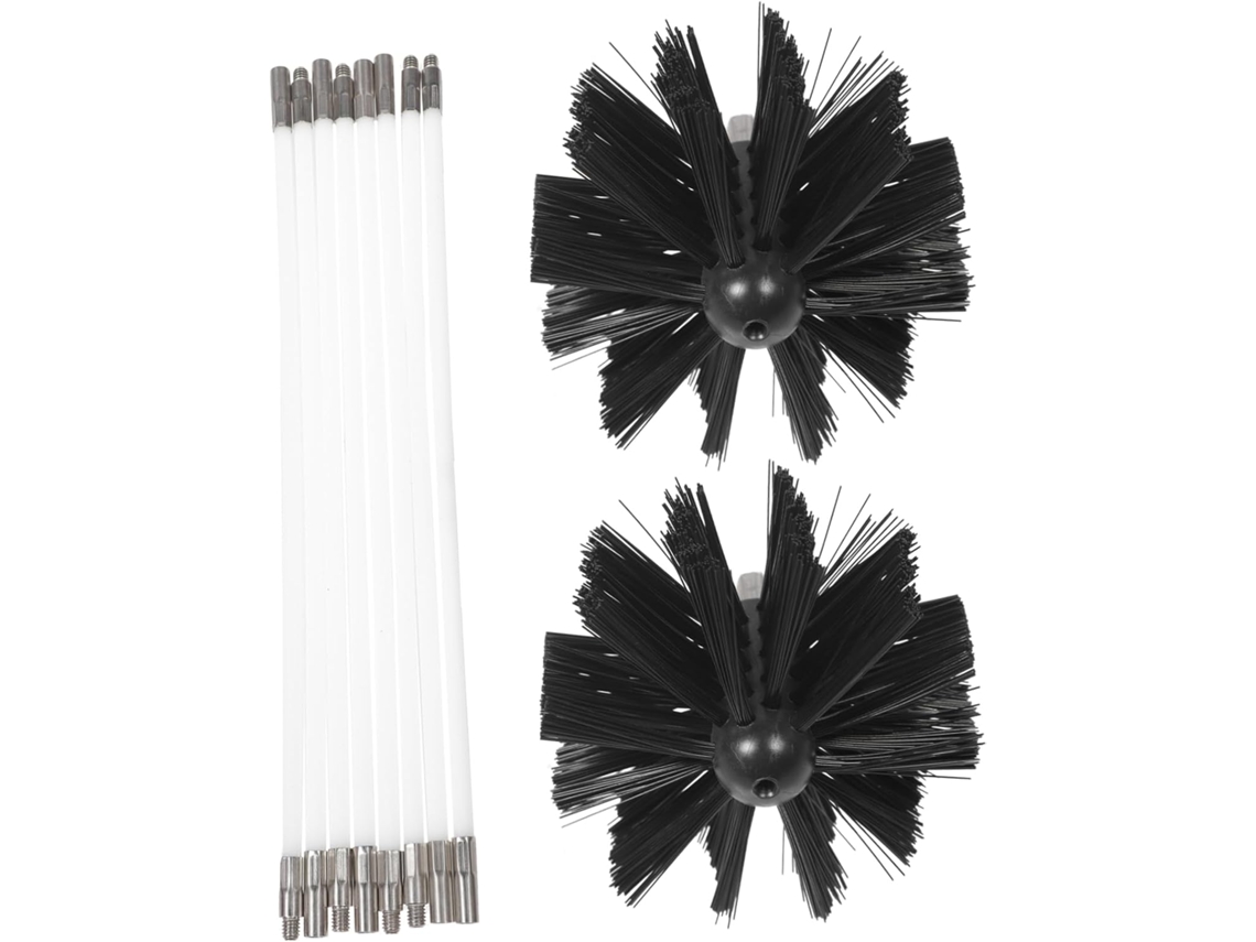 Kit Com 8 Escovas Multifuncionais Para Chaminé, 400x10mm, Com Hastes De Nylon Pretas Para Limpeza.
