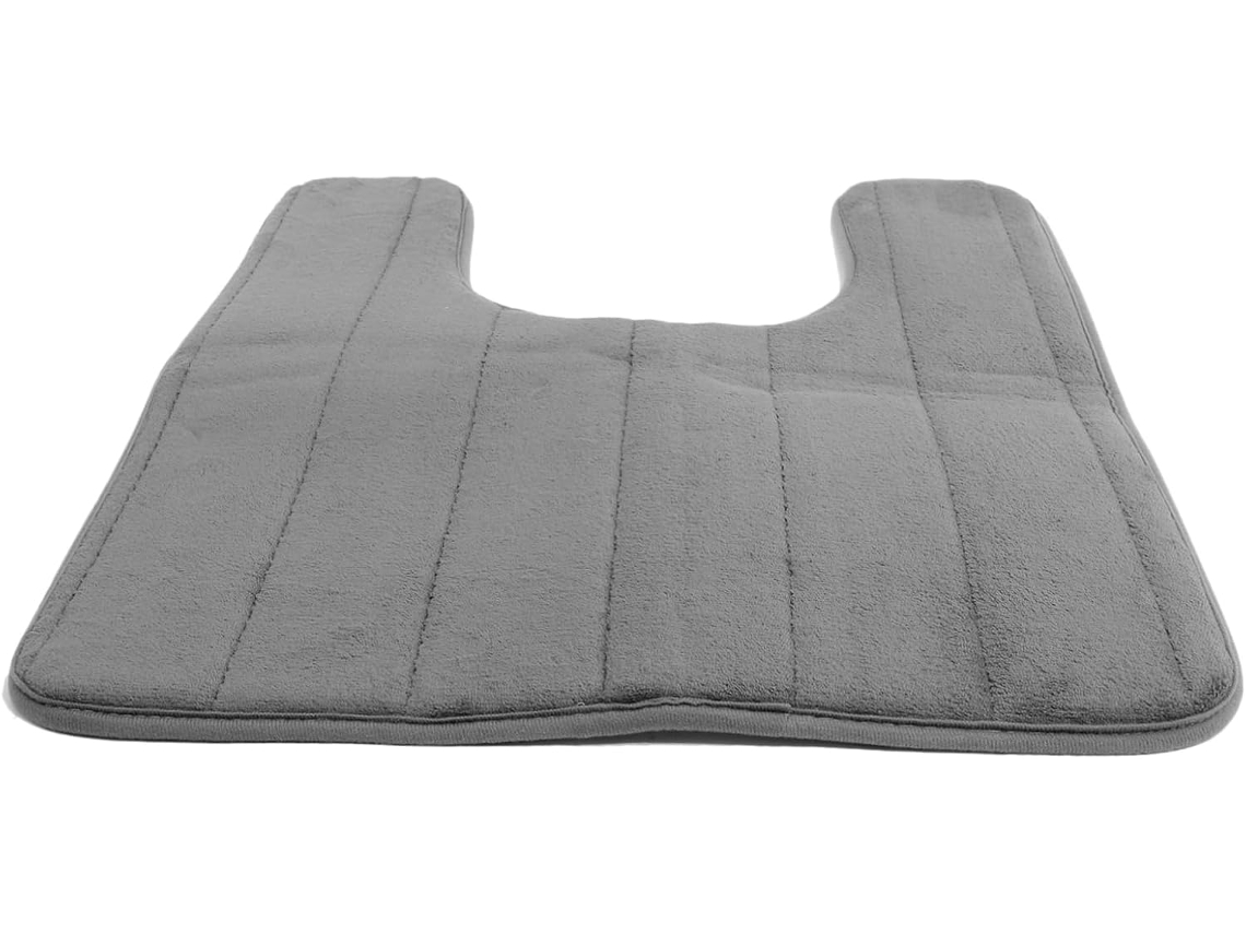 Tapete de Banheiro Antiderrapante em Formato de U, 50x60 Cm, Espuma Viscoelástica, Cinza Escuro, Confortável para Contorno do Vaso Sanitário. CHABERLU