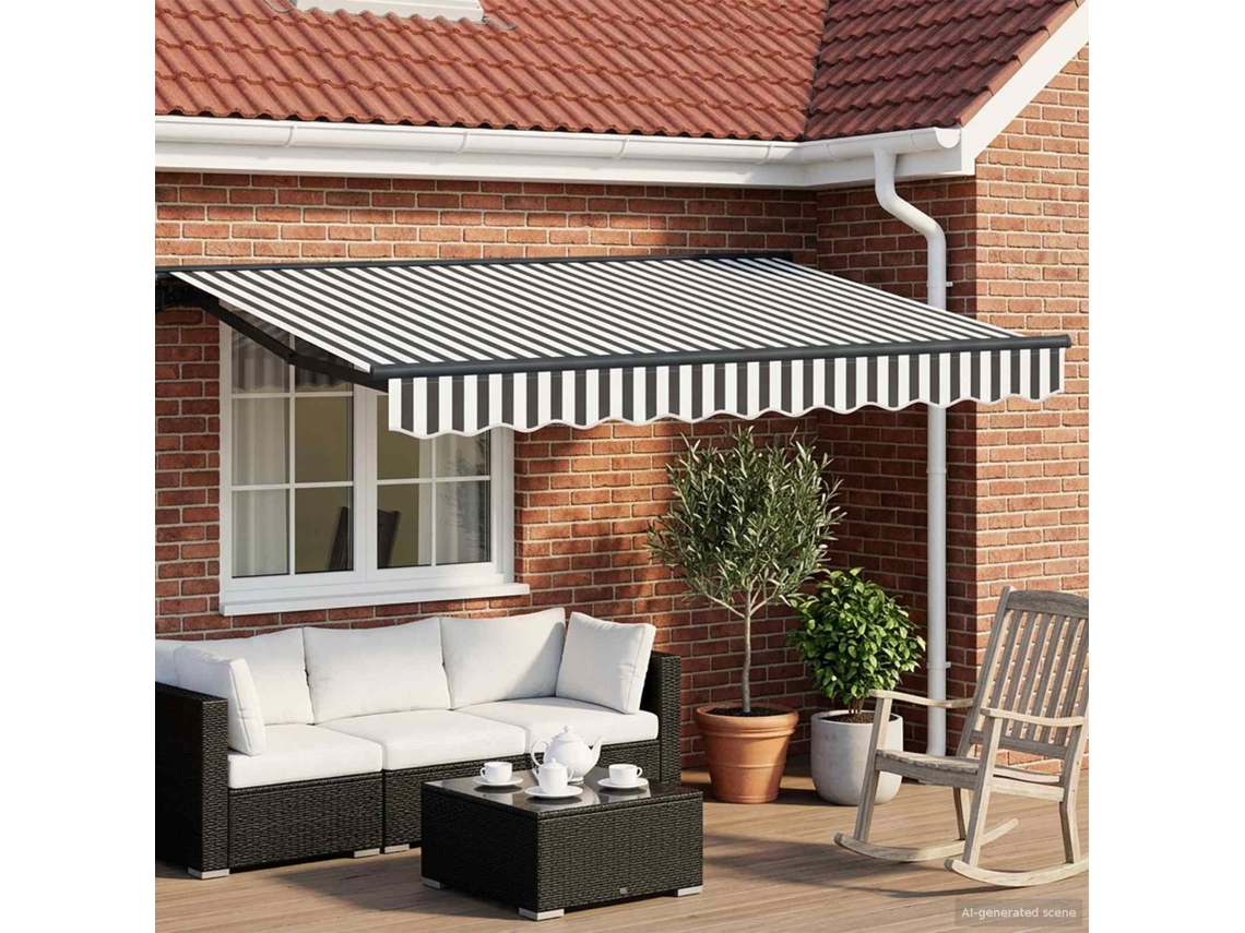Vidaxl Estrutura De Toldo Manual Com Leds Antracite E Branco 3,5 X 2 M