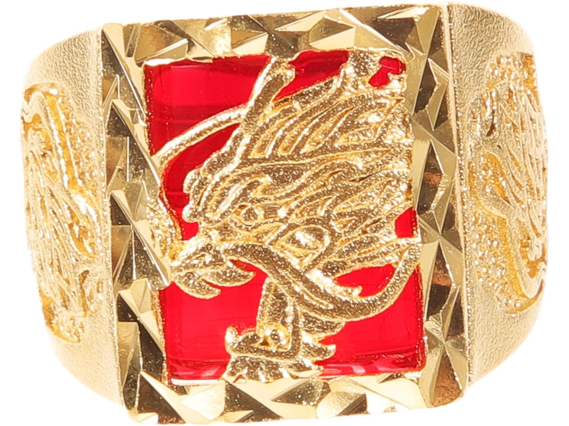 Anel Quadrado Com Dragão Chinês, Anéis Vintage Para Meninos, Anéis Dourados Com Fidget Spinner.