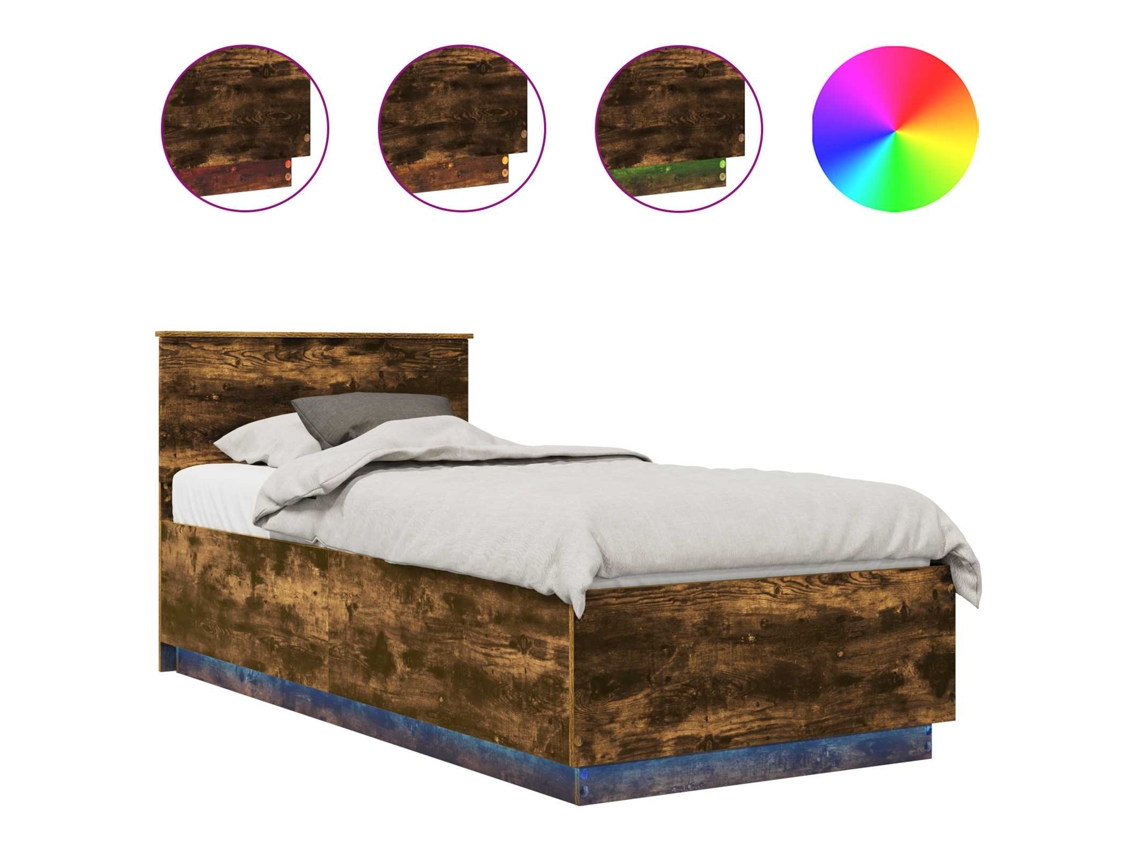 Estrutura de Cama com Cabeceira MAISON EXCLUSIVE Carvalho Defumado 70 X 190 cm
