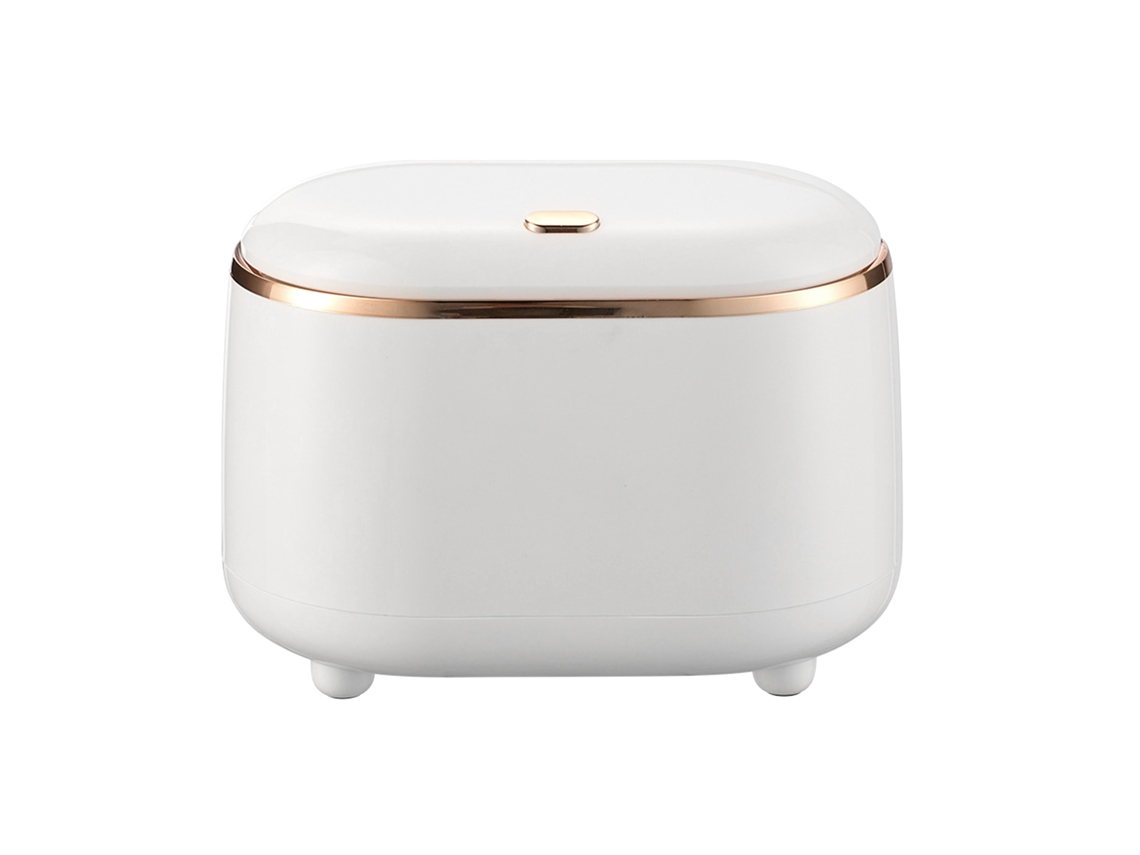 Mini Lixo com Tampa de Pressão de Plástico Oval para Mesa Cozinha Quarto Branco