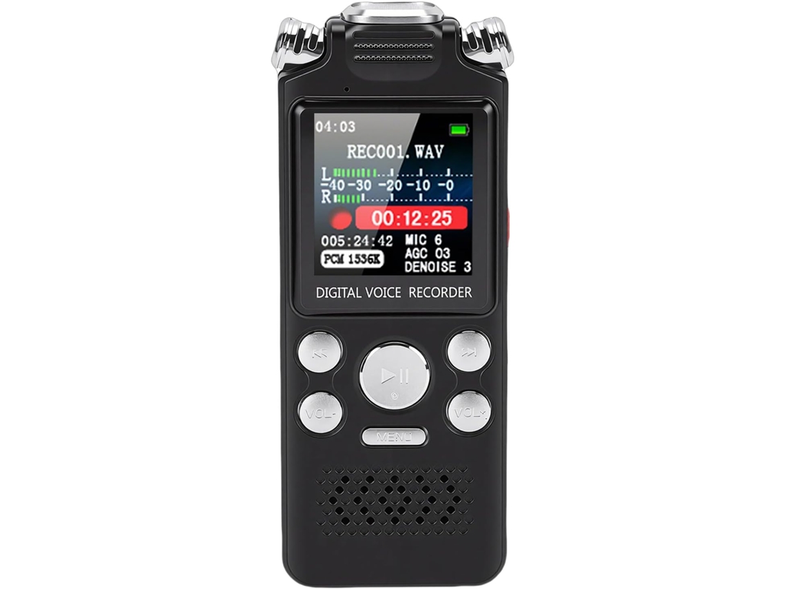 Licaevey Gravador Vocal Numérique, 32 Go Mémoire Intégrée, Carte Extensible 64 Go, Tela 1,44 Polegadas,