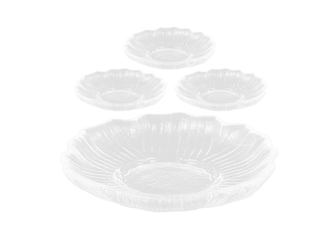 Conjunto 20 Peças Taça Prato Transparente Serviço