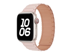Pulseira Magnética de Silicone Halinuia para Apple Watch Series 1 11/ultra 1 3/se3 , Design Esportivo Respirável. Rosa Castanho Claro (42 49 Mm)