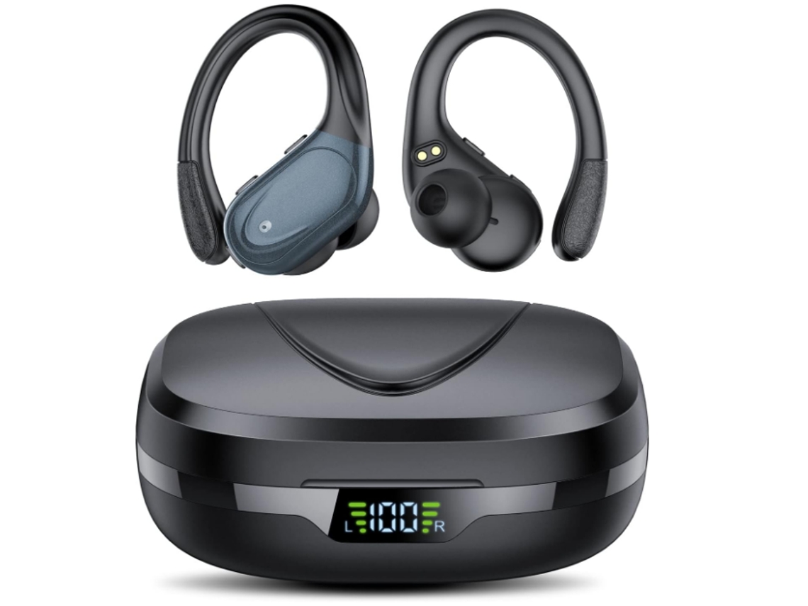 Fones com Ganchos para Orelhas Pequenas, Mini Bluetooth com Microfone, Para Esporte e Exercício Preto JIAPEI