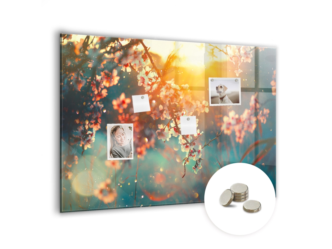 Quadro De Vidro Magnético Flores Da Primavera Para A Sala De Estar Espelharte (100x70 Cm)