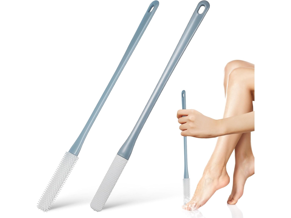 Conjunto Housoutil Com 2 Escovas De Silicone Macio Para Os Pés, Cabos Longos, Escovas De Banho Para Limpeza E Esfoliação