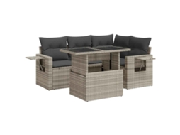 Conjunto 5 de sofás de jardim VIDAXL Cinzeto Rattan / Vime